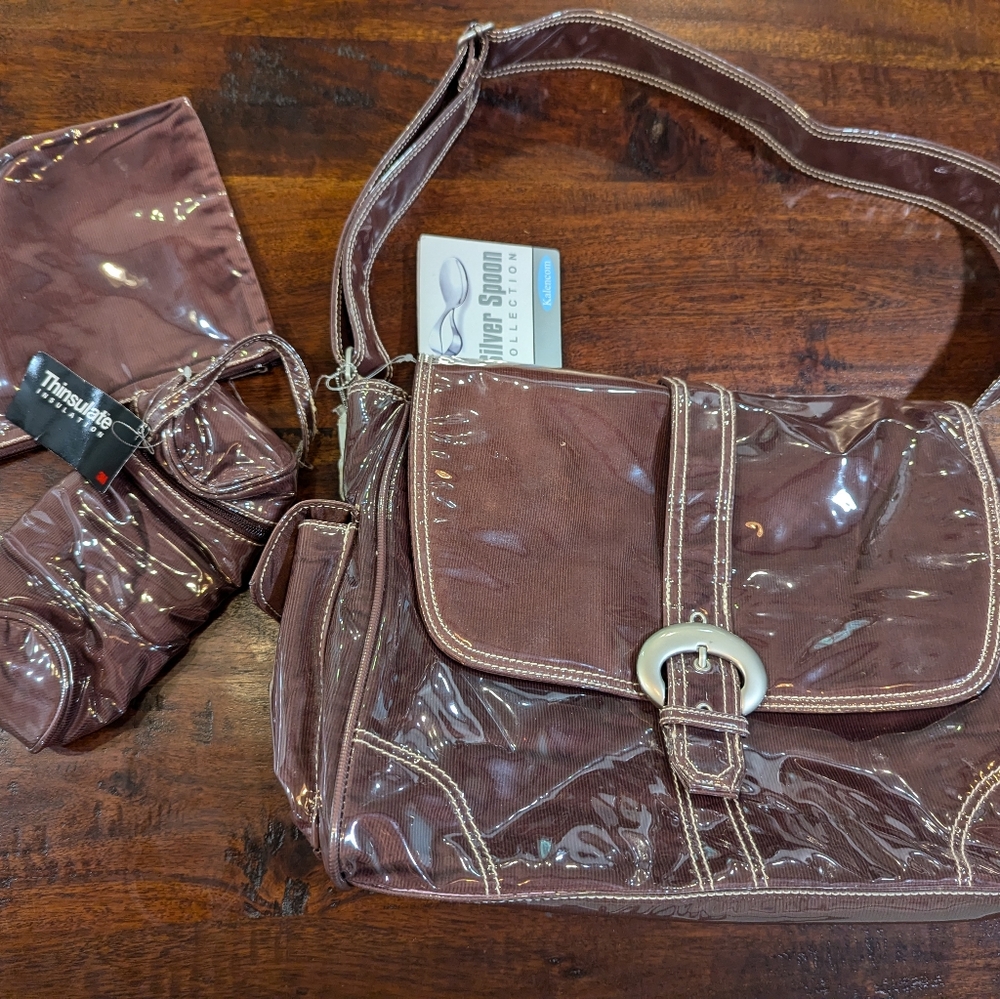 Kalencom Laminated Buckle Bag Brown Corduroy Bottle Bag Zip Pouch Changing Pad